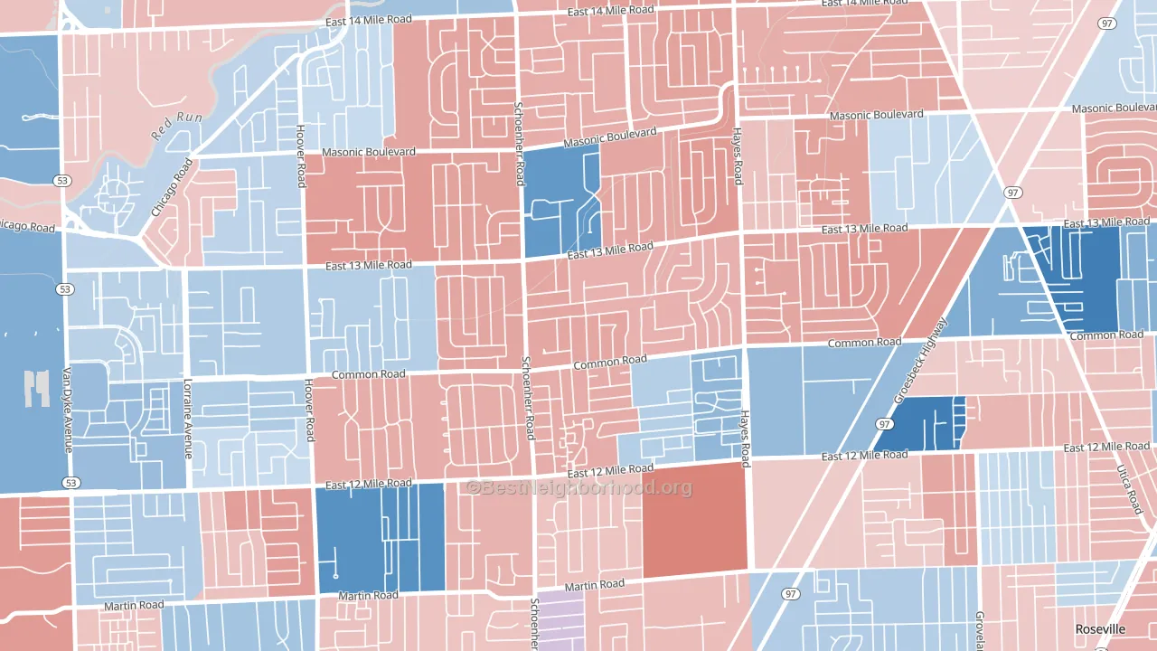 48088, MI block-group political-lean map