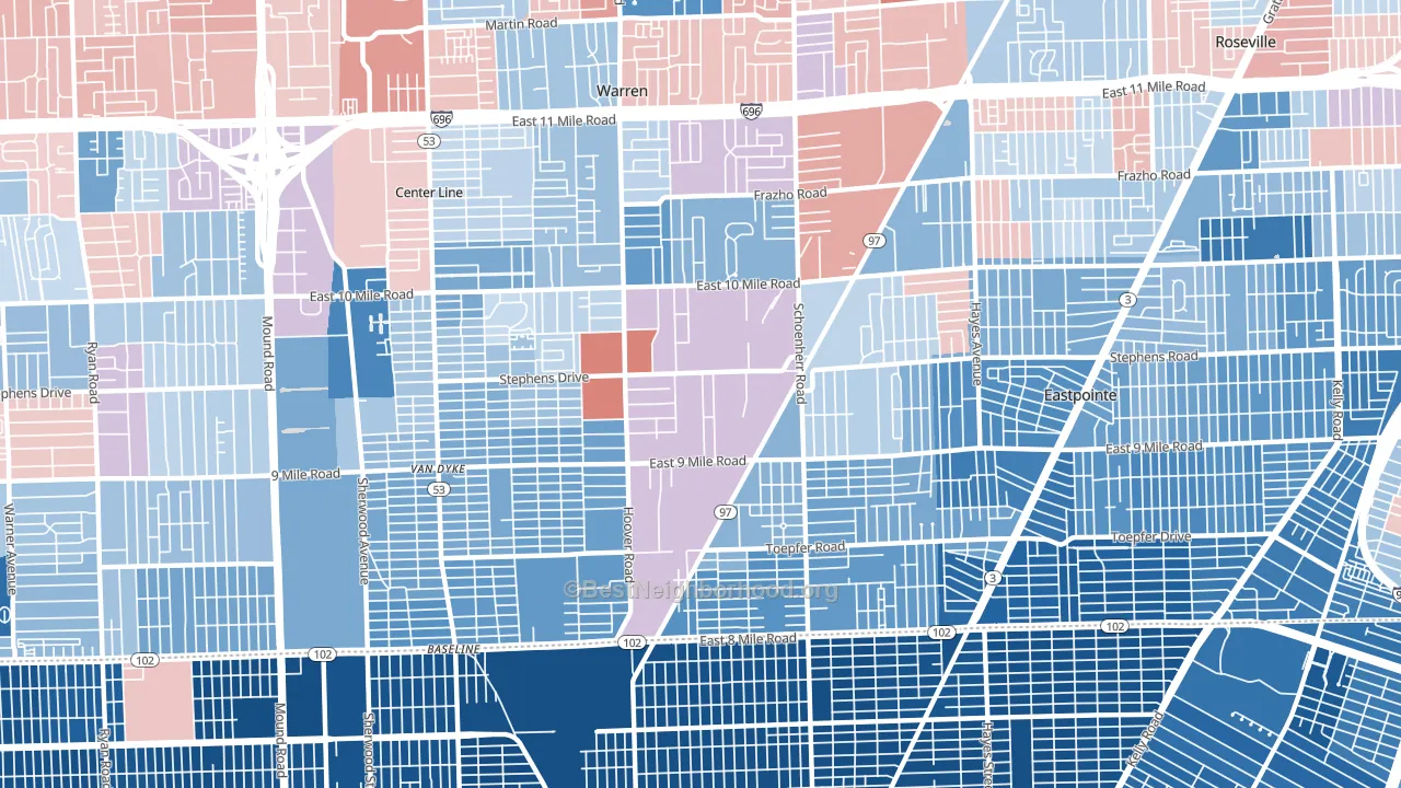 48089, MI block-group political-lean map