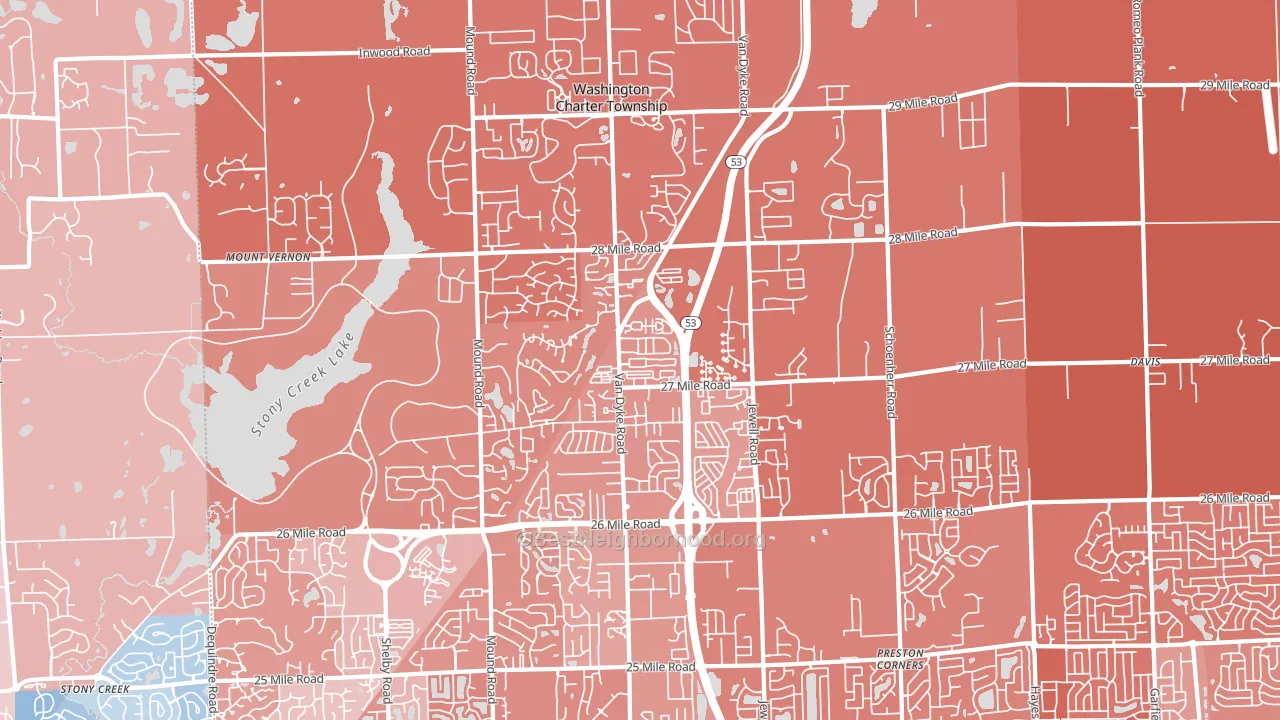 48094, MI block-group political-lean map