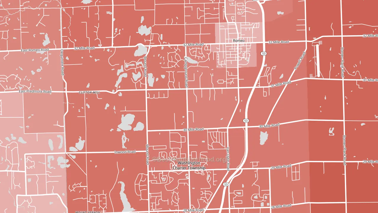 48095, MI block-group political-lean map