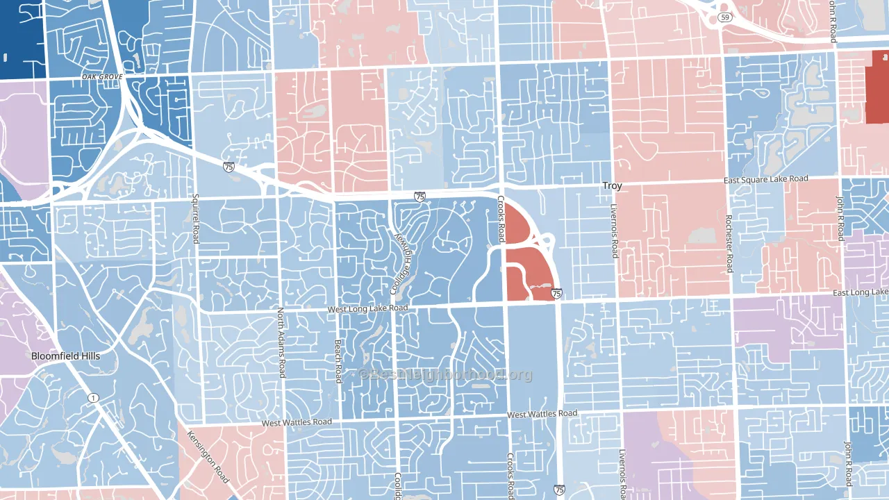 48098, MI block-group political-lean map