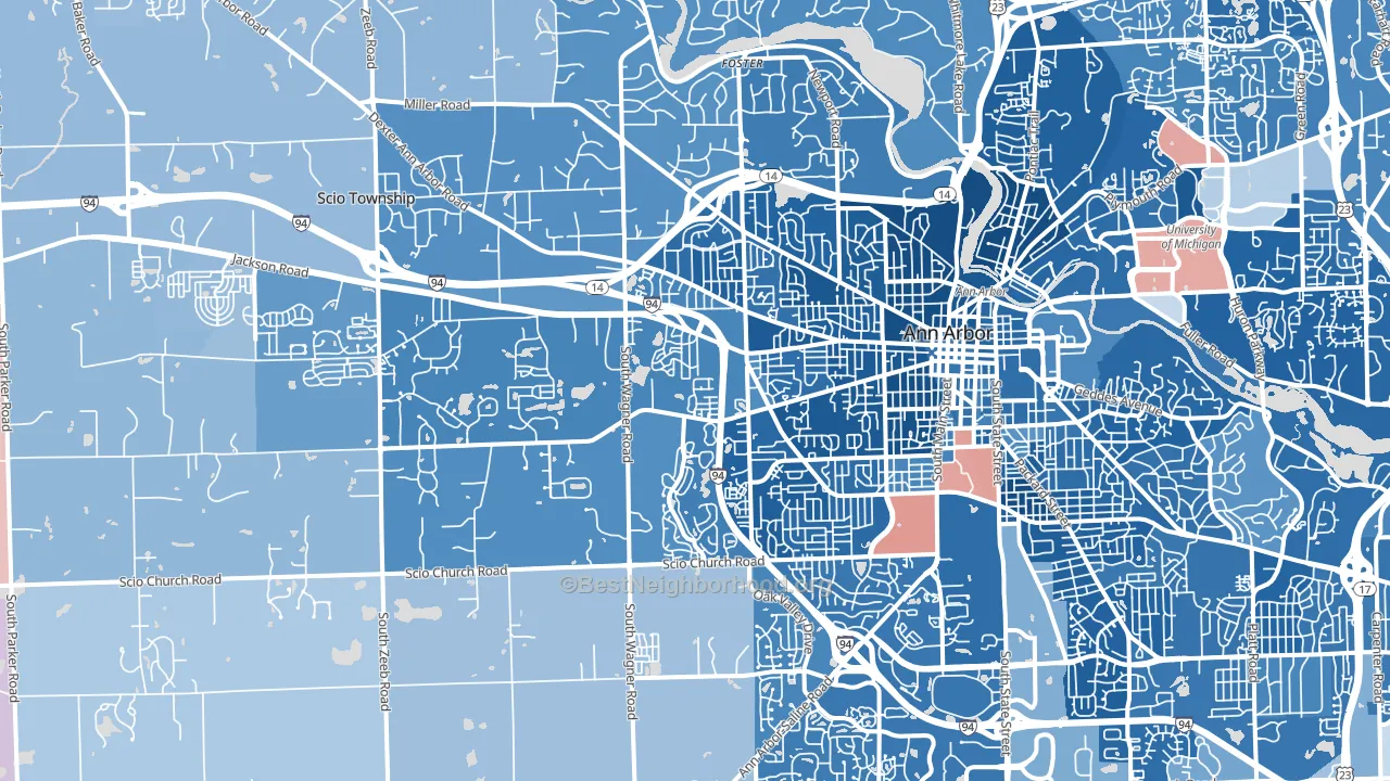 48103, MI block-group political-lean map