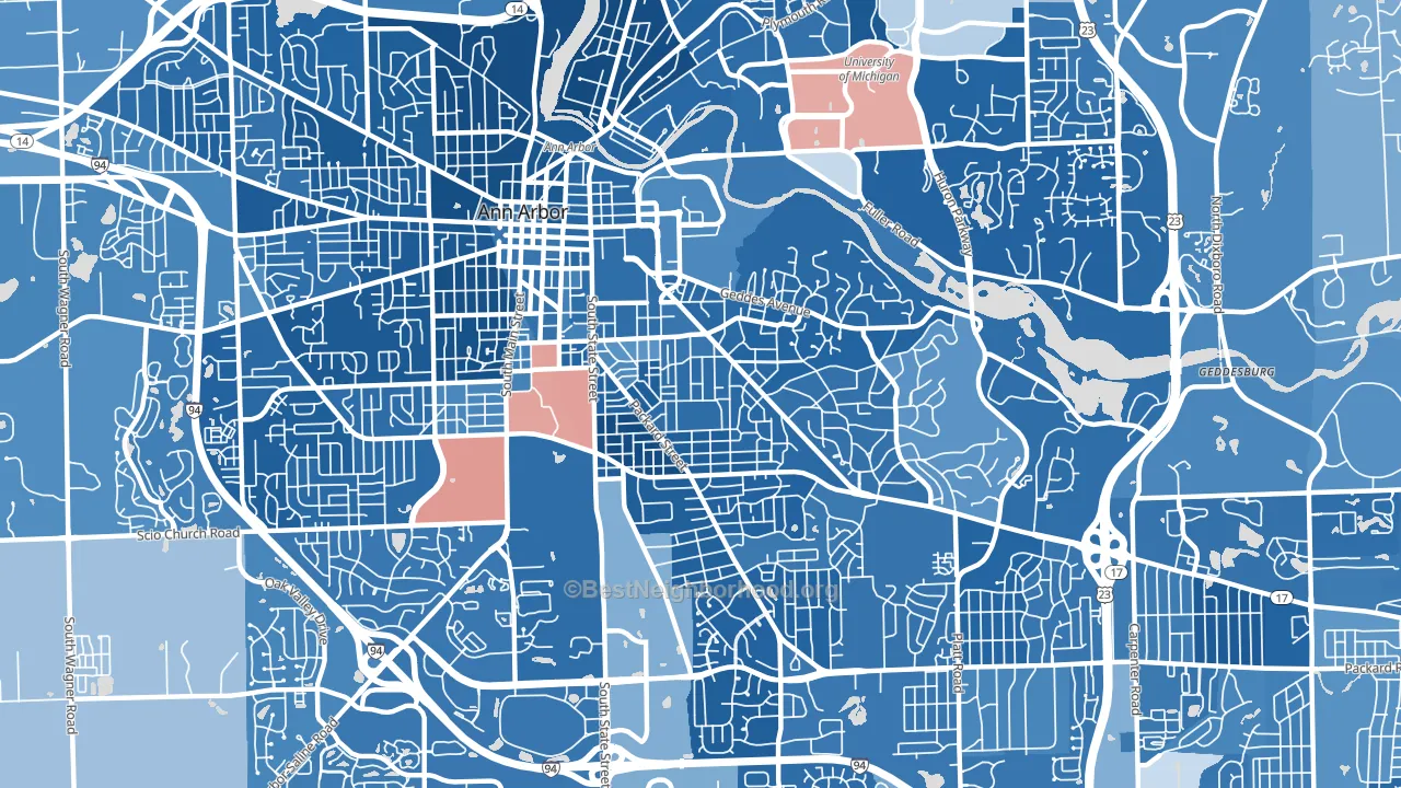 48104, MI block-group political-lean map