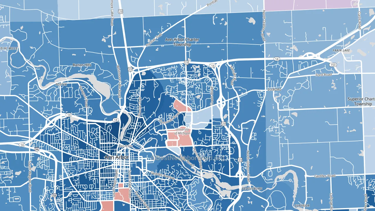 48105, MI block-group political-lean map