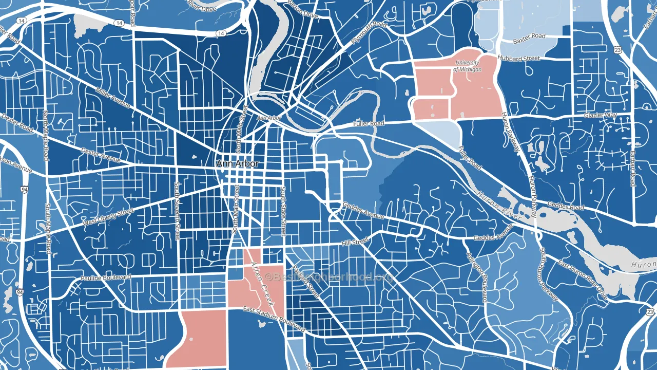 48109, MI block-group political-lean map