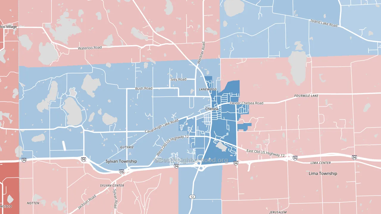 48118, MI block-group political-lean map
