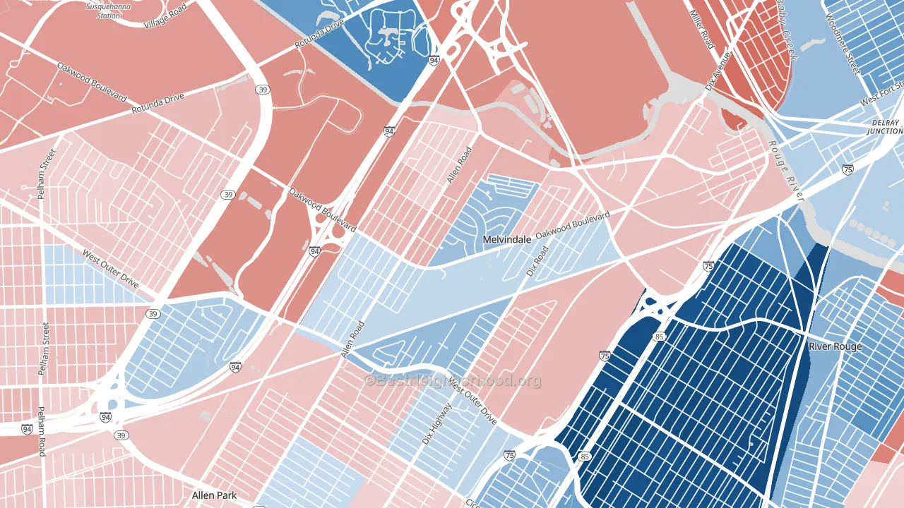 48122, MI block-group political-lean map