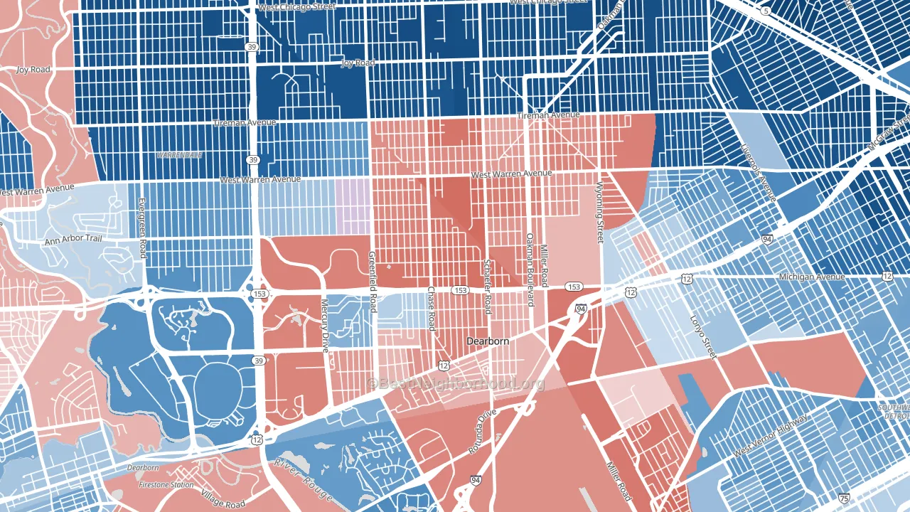 48126, MI block-group political-lean map