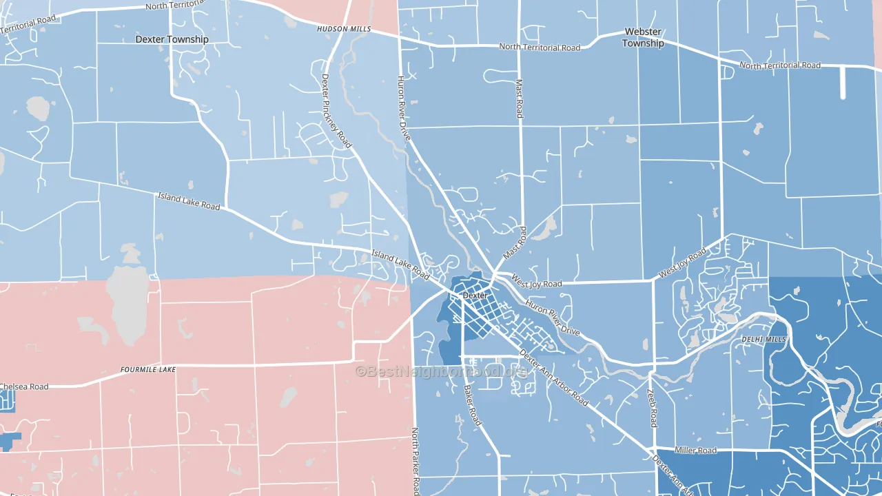 48130, MI block-group political-lean map