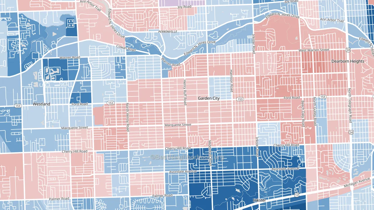 48135, MI block-group political-lean map