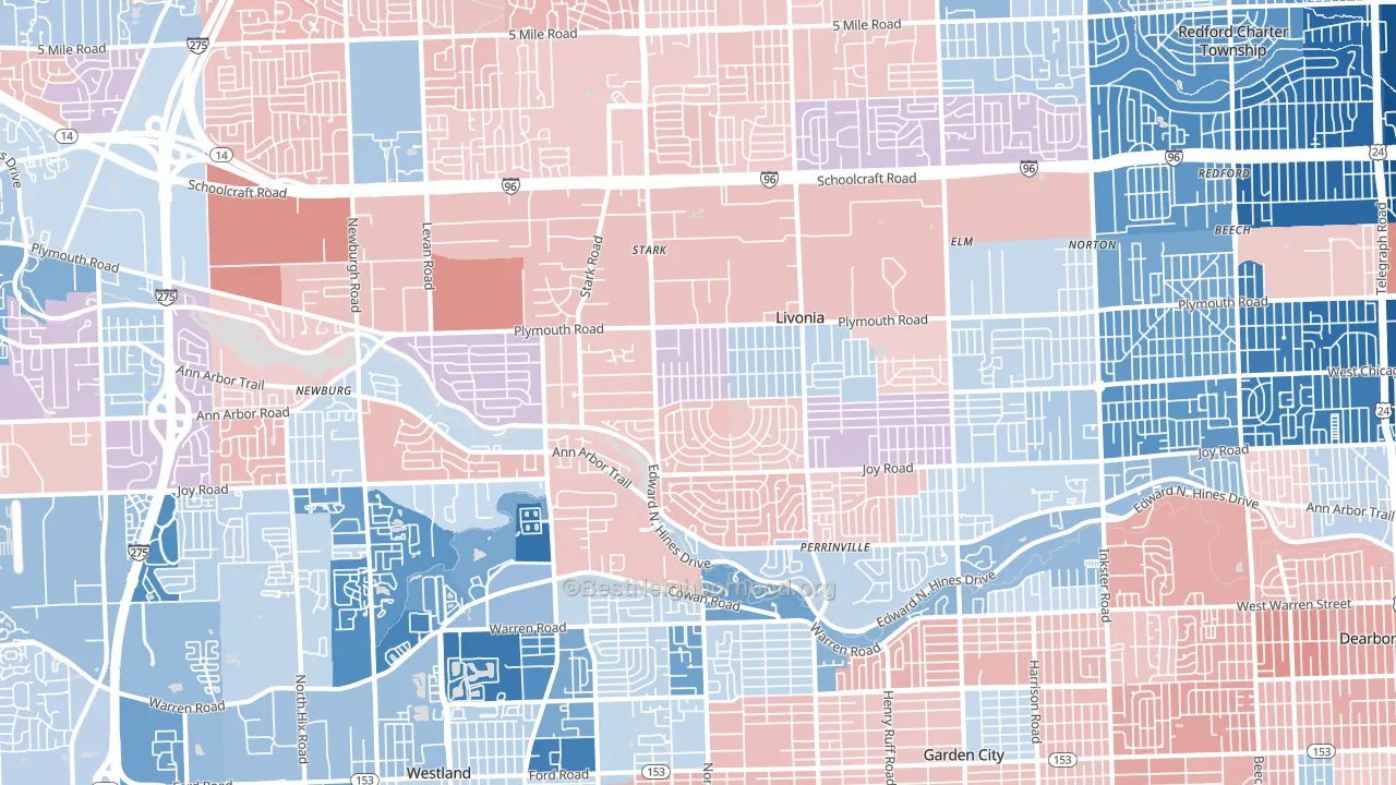 48150, MI block-group political-lean map