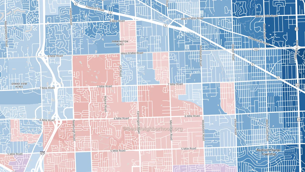 48152, MI block-group political-lean map