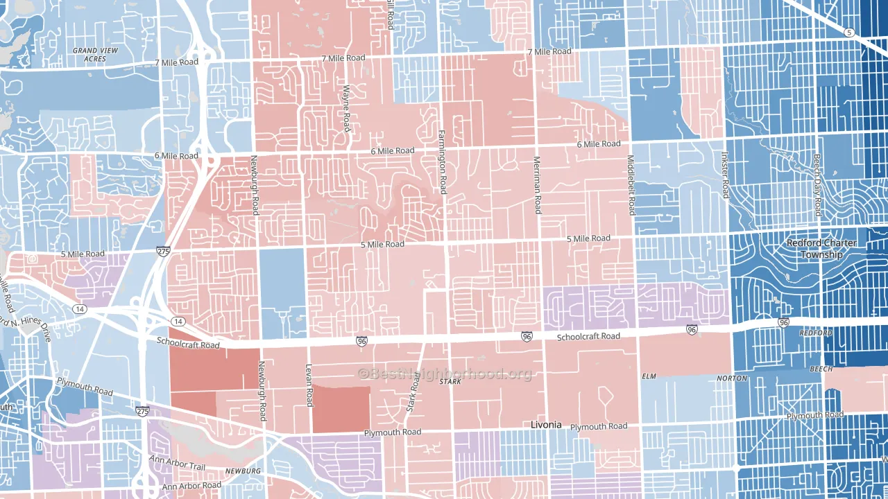 48154, MI block-group political-lean map