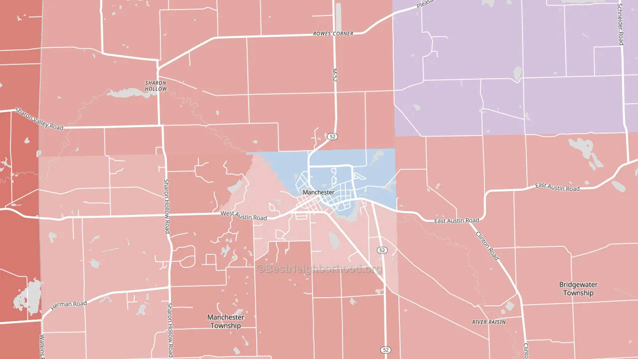 48158, MI block-group political-lean map
