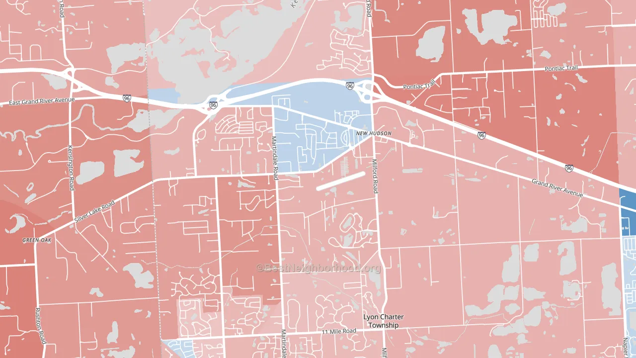 48165, MI block-group political-lean map