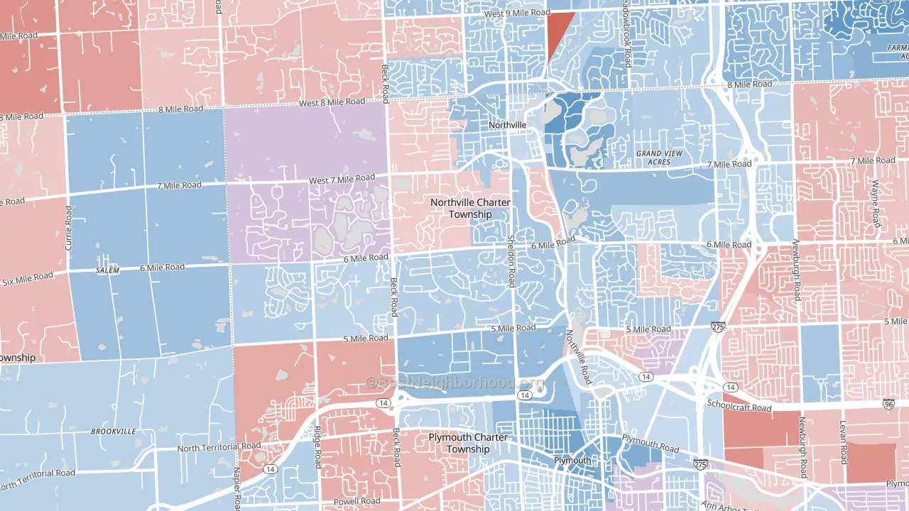 48168, MI block-group political-lean map