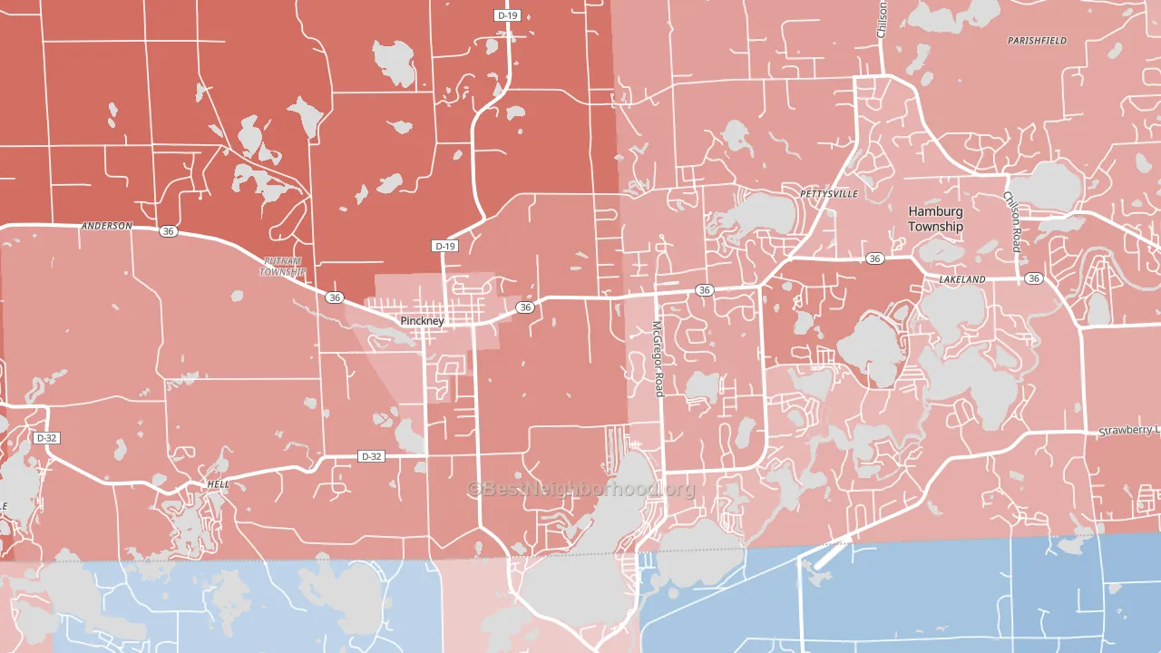 48169, MI block-group political-lean map