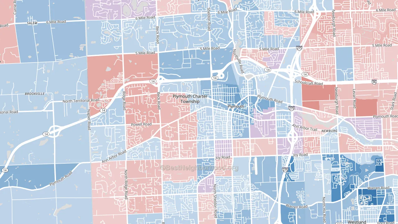 48170, MI block-group political-lean map