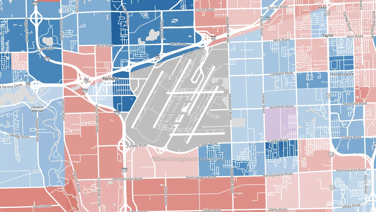 48174, MI block-group political-lean map
