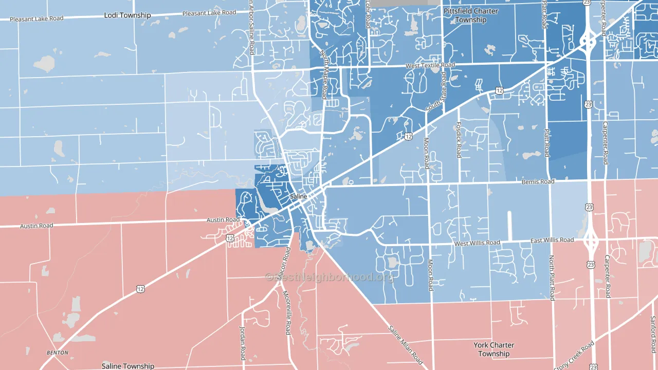 48176, MI block-group political-lean map