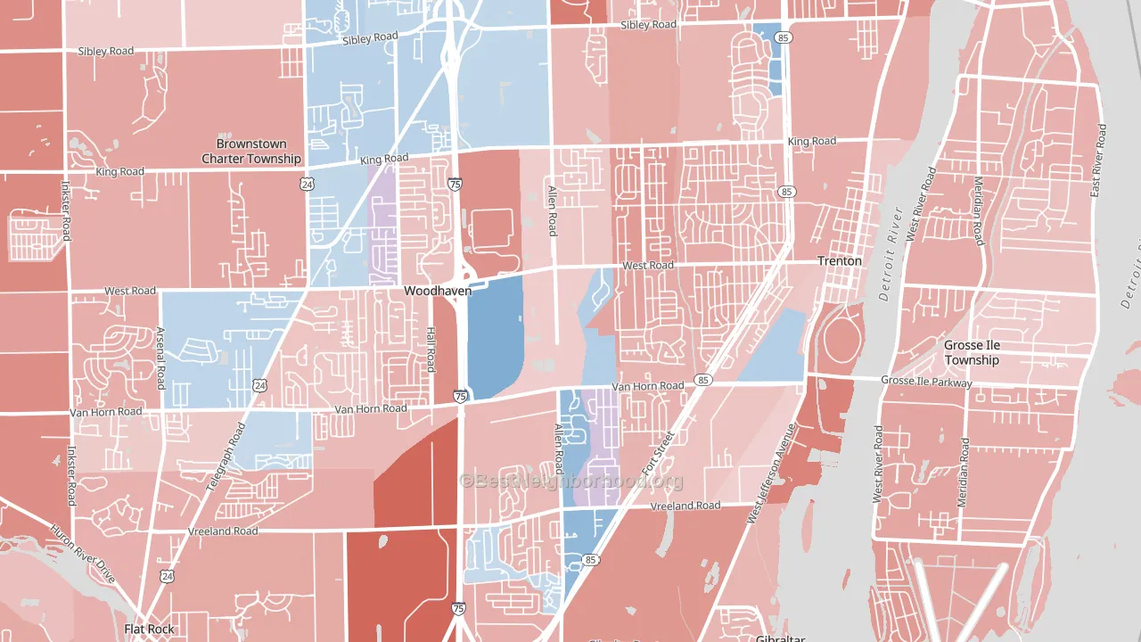 48183, MI block-group political-lean map