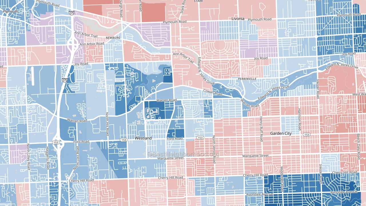 48185, MI block-group political-lean map