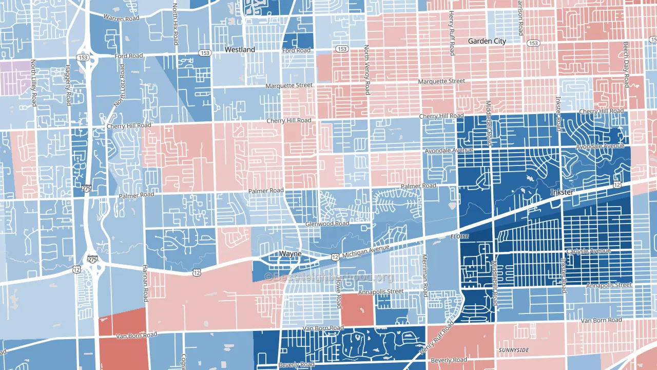 48186, MI block-group political-lean map