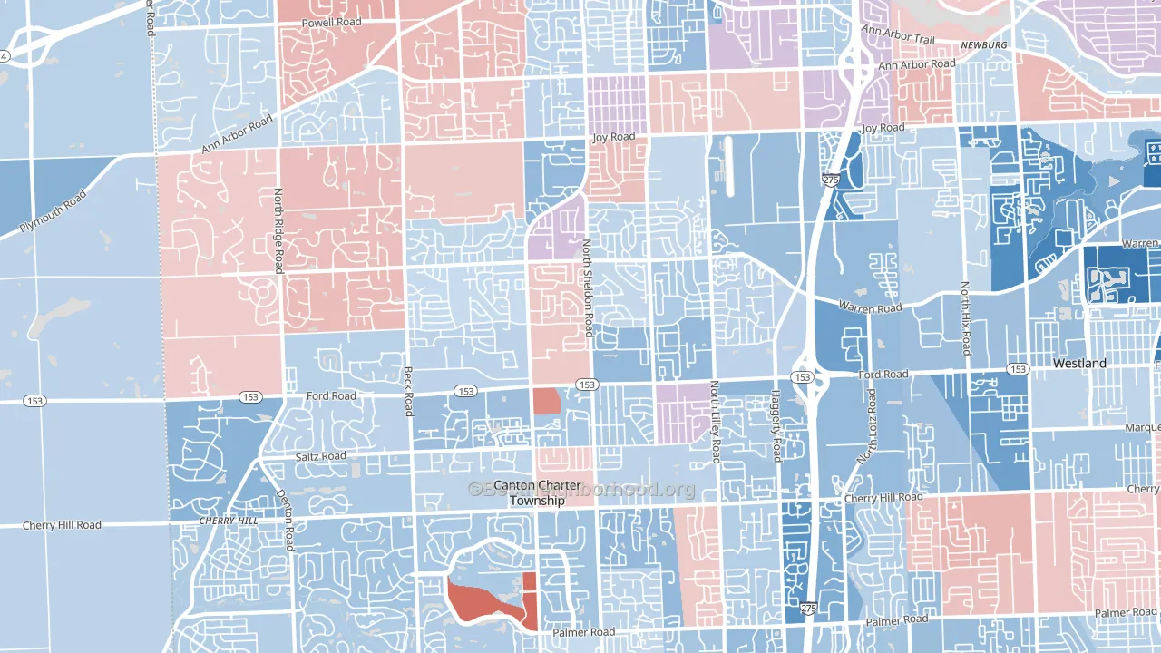 48187, MI block-group political-lean map