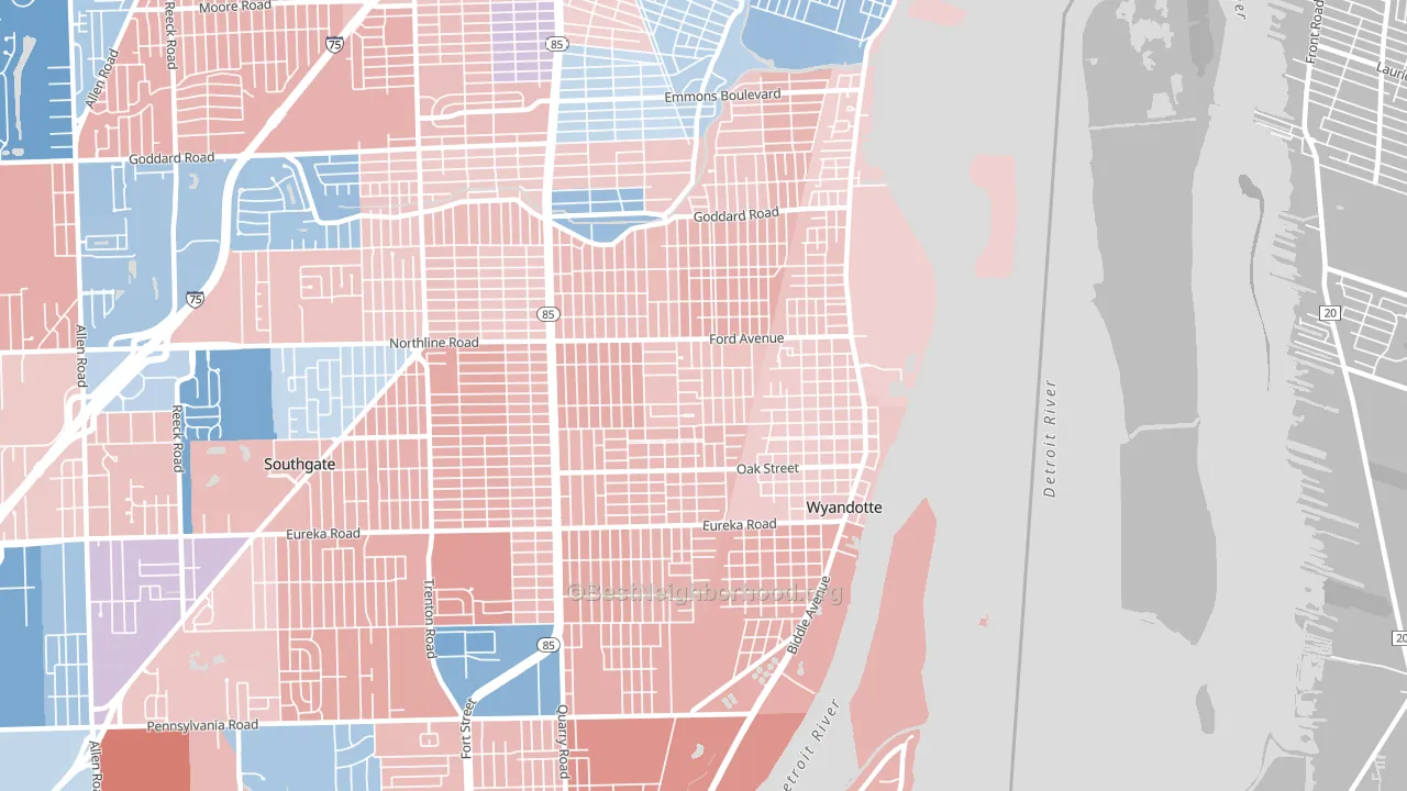 48192, MI block-group political-lean map