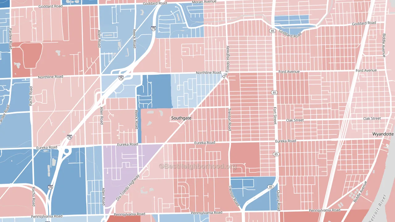 48195, MI block-group political-lean map
