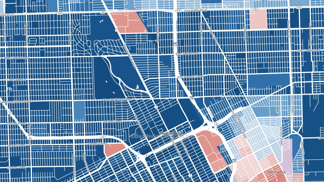 48203, MI block-group political-lean map