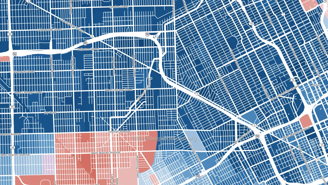 48204, MI block-group political-lean map