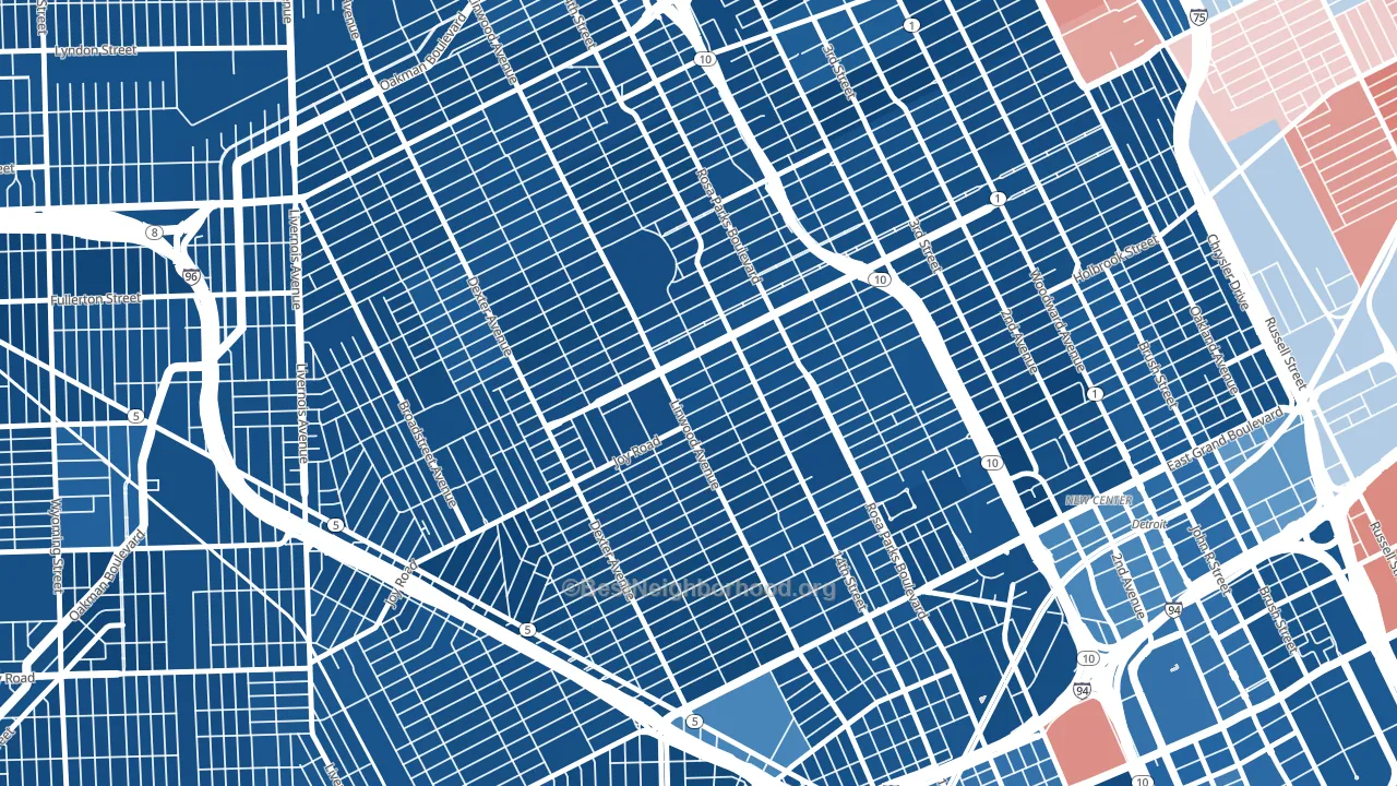 48206, MI block-group political-lean map