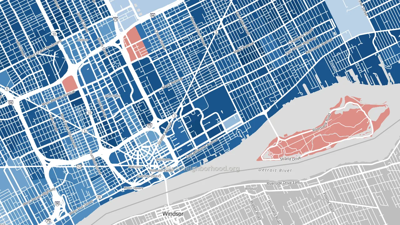 48207, MI block-group political-lean map