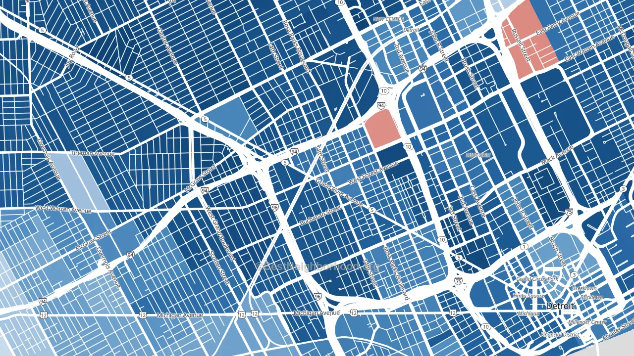 48208, MI block-group political-lean map