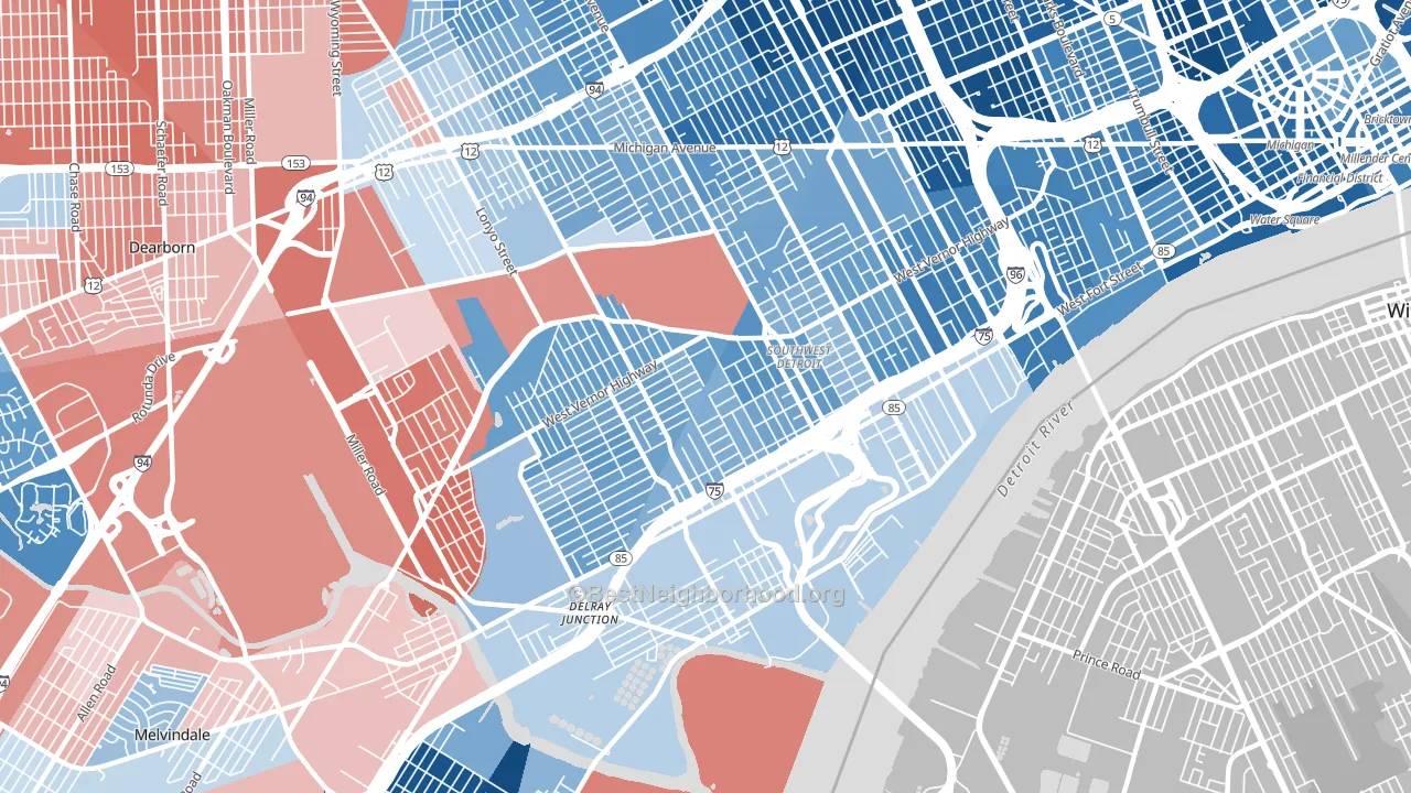 48209, MI block-group political-lean map