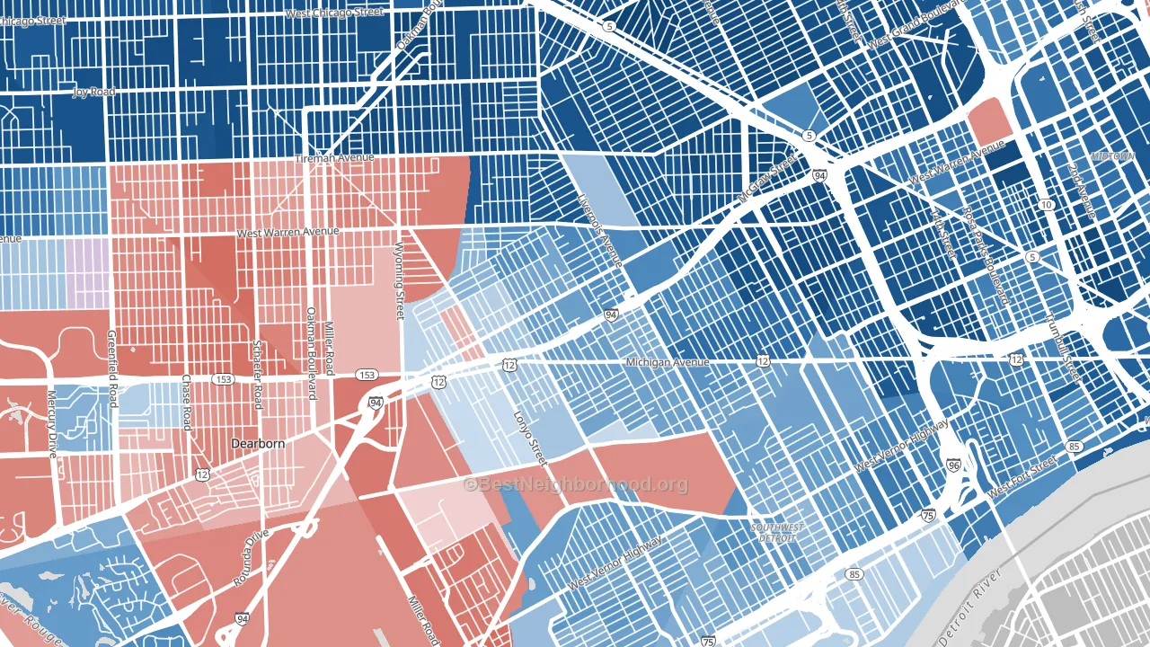48210, MI block-group political-lean map