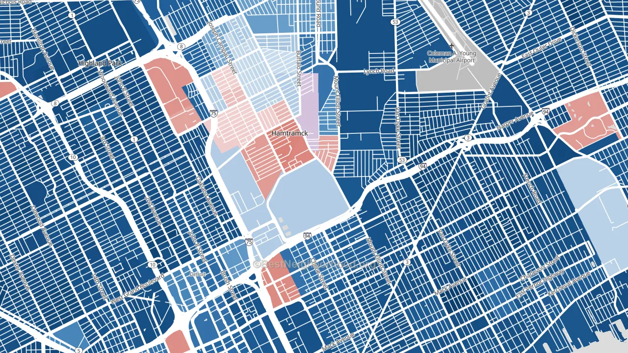 48211, MI block-group political-lean map