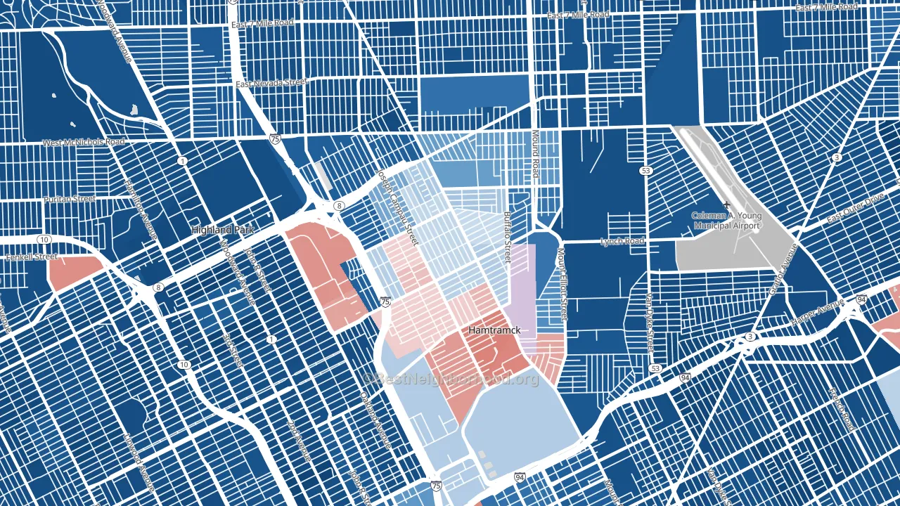 48212, MI block-group political-lean map