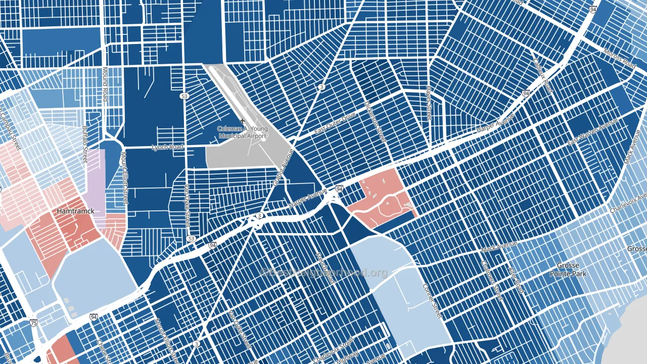 48213, MI block-group political-lean map
