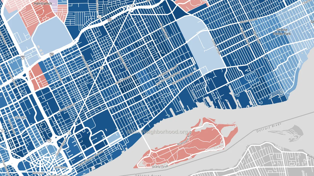 48214, MI block-group political-lean map