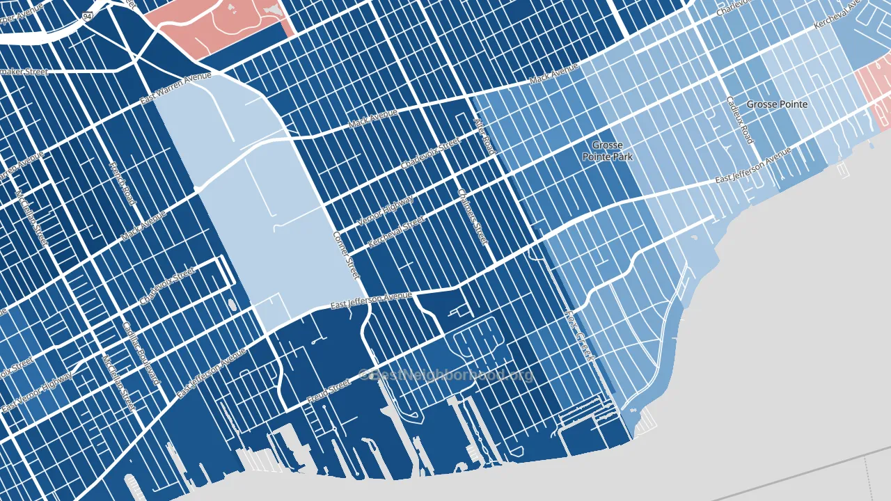 48215, MI block-group political-lean map