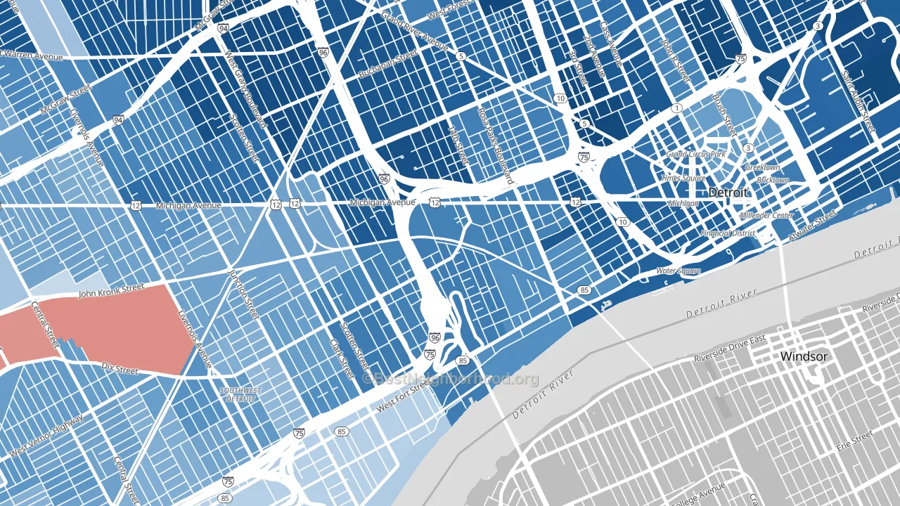 48216, MI block-group political-lean map