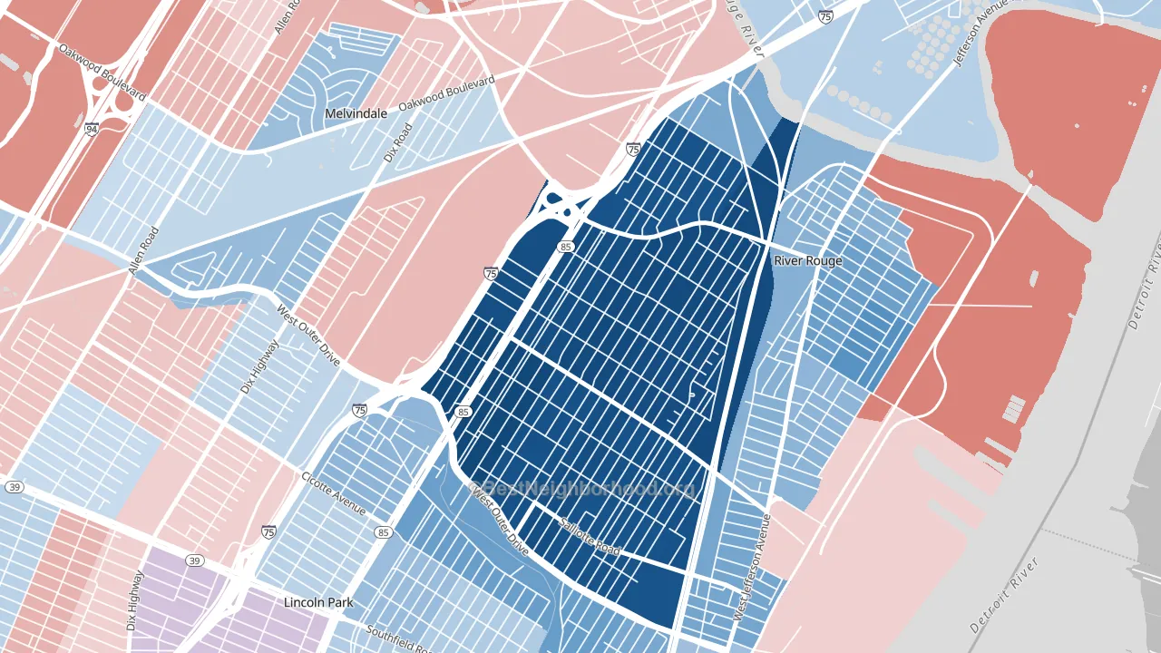 48217, MI block-group political-lean map