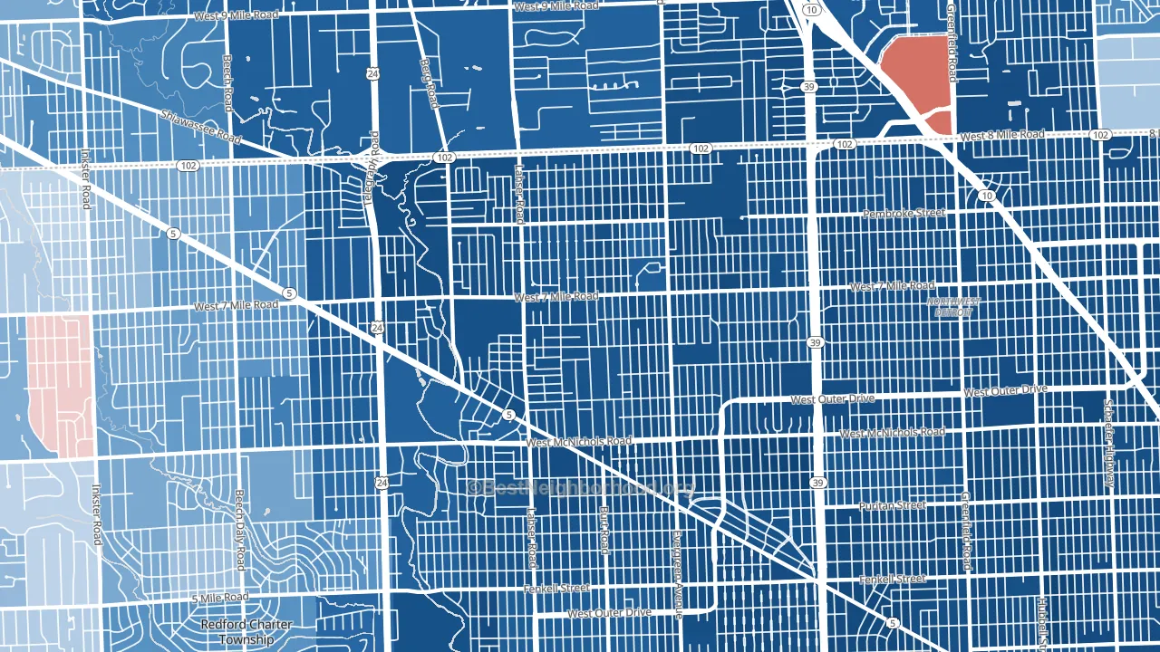 48219, MI block-group political-lean map