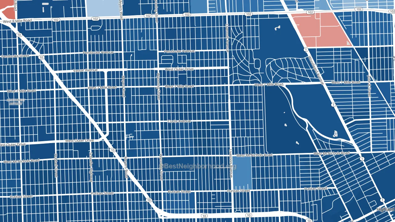 48221, MI block-group political-lean map
