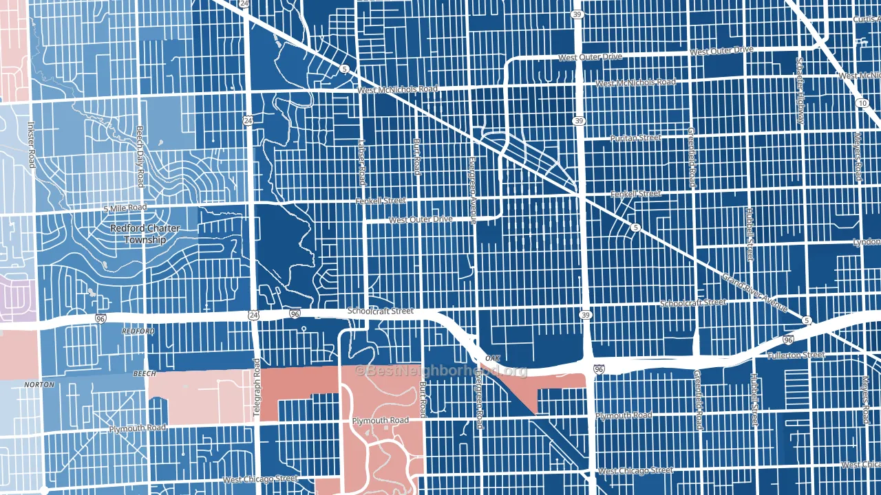 48223, MI block-group political-lean map