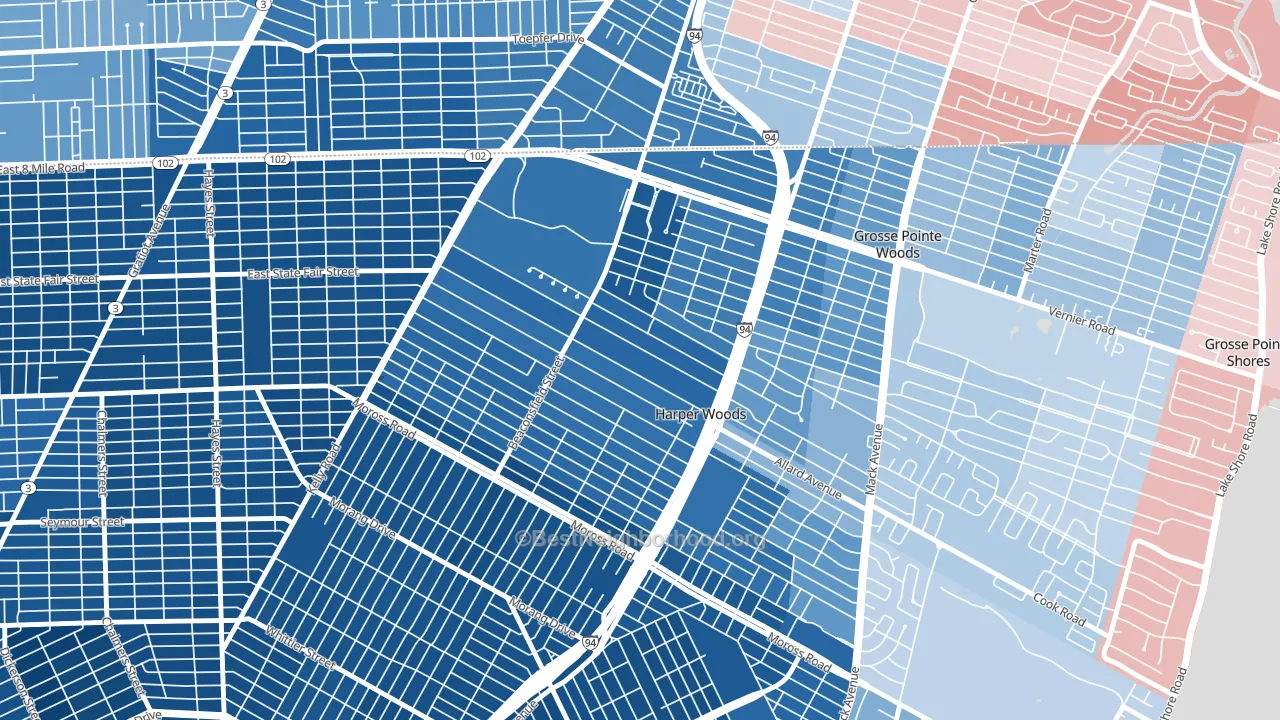 48225, MI block-group political-lean map