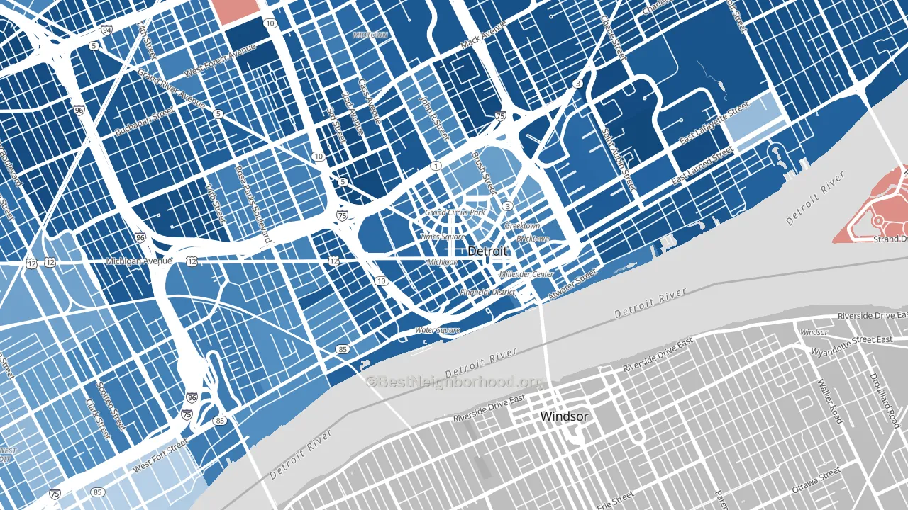 48226, MI block-group political-lean map
