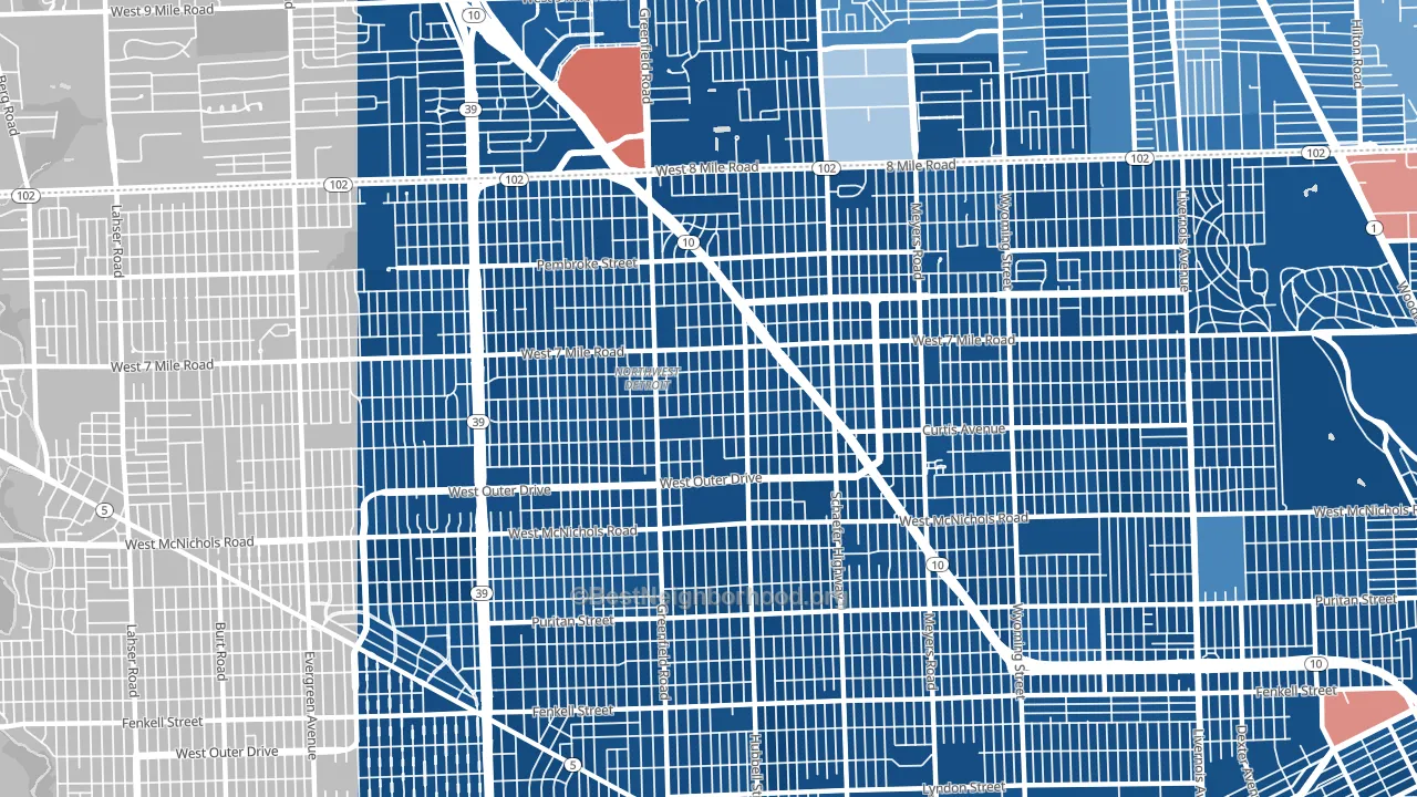 48235, MI block-group political-lean map